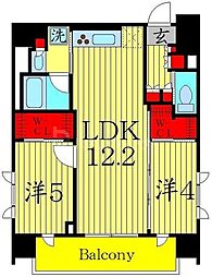 東京メトロ半蔵門線 錦糸町駅 徒歩6分の賃貸マンション 8階2LDKの間取り