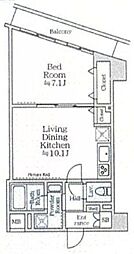 京成押上線 京成曳舟駅 徒歩7分の賃貸マンション 4階1LDKの間取り