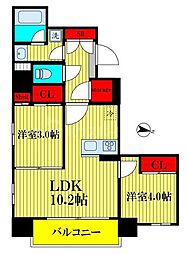 グランパセオ押上 2LDKの間取図画像