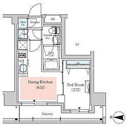 東京メトロ半蔵門線 住吉駅 徒歩2分の賃貸マンション 6階1DKの間取り