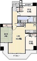 東京メトロ半蔵門線 清澄白河駅 徒歩6分の賃貸マンション 8階3LDKの間取り