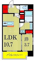 東京メトロ半蔵門線 押上駅 徒歩4分の賃貸マンション 2階1LDKの間取り