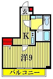 都営大江戸線 森下駅 徒歩3分の賃貸マンション 3階1Kの間取り