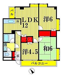 東京メトロ半蔵門線 押上駅 徒歩6分の賃貸マンション 2階3LDKの間取り