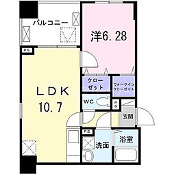 東京メトロ日比谷線 築地駅 徒歩6分の賃貸マンション 5階1LDKの間取り