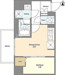 グランカーサ菊川 1DKの間取図画像