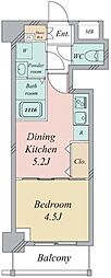 グランカーサ曳舟 1DKの間取図画像