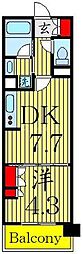 フルーヴ押上 1DKの間取図画像