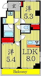 ヴォーガコルテ両国 2DKの間取図画像