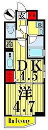 プラージュリュー押上 1DKの間取図画像