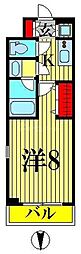 ドゥーエ蔵前 1Kの間取図画像