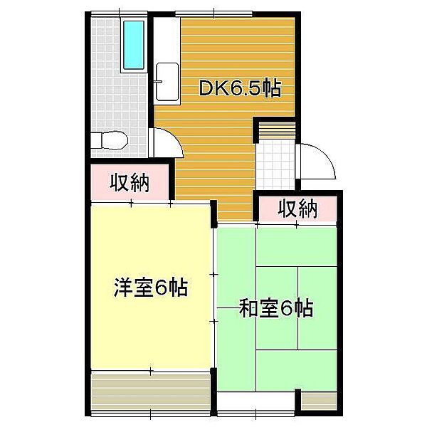 富任シーコーポラス 6号棟　7号室 ｜山口県下関市安岡駅前2丁目(賃貸マンション2DK・3階・44.94㎡)の写真 その2