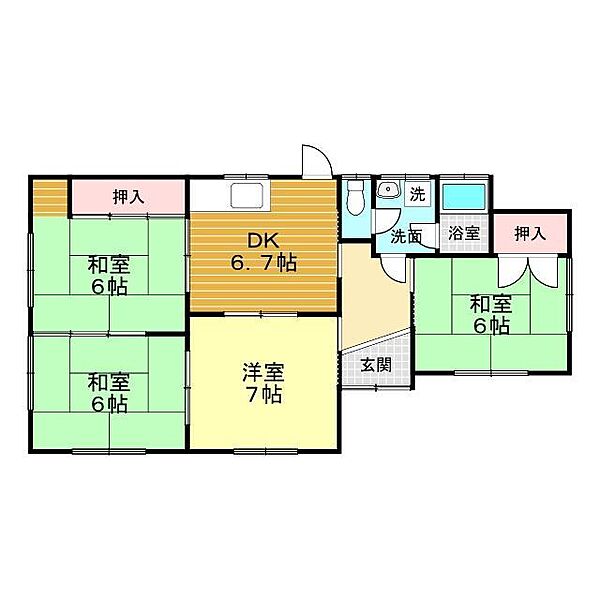 山口県下関市川中豊町3丁目(賃貸一戸建4DK・--・73.28㎡)の写真 その2