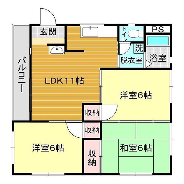 サンビレッジ川中 201｜山口県下関市川中豊町7丁目(賃貸アパート3LDK・2階・52.80㎡)の写真 その2