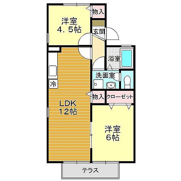 山口県下関市新垢田東町1丁目(賃貸アパート2LDK・1階・50.48㎡)の写真 その2