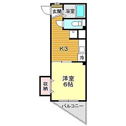 リトルコア 3階1Kの間取り