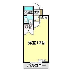 スカイプラザ下関 4階ワンルームの間取り
