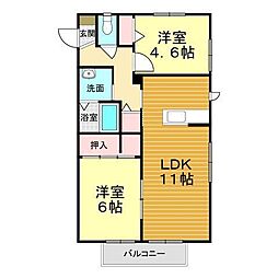 シャーメゾン長府黒門 2LDKの間取図画像