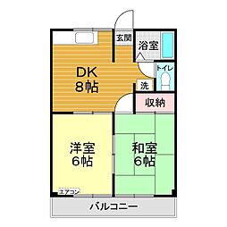 メルス小月 2DKの間取図画像