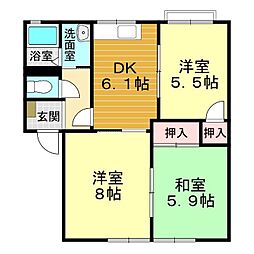 ガーデンハイツB 3DKの間取図画像