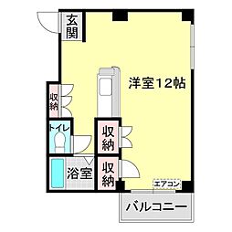 マリンコーポワイケイ ワンルームの間取図画像