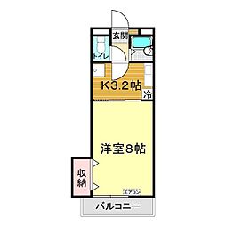 WEALTH新下関 1Kの間取図画像