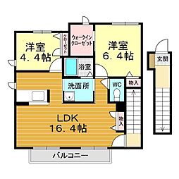ラ・モードガーデンズ3 2LDKの間取図画像