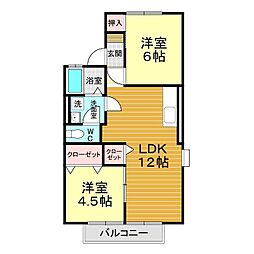バイスハイム 2LDKの間取図画像