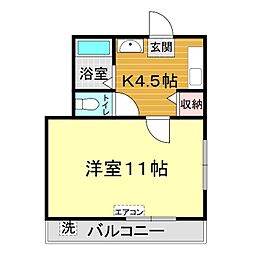 ピュアキャッスル 1Kの間取図画像