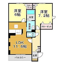 シャーメゾンシエクル 2LDKの間取図画像