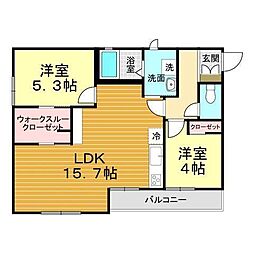 シャンティーA 2LDKの間取図画像