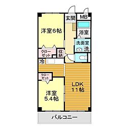 サニー・カーサA 2LDKの間取図画像