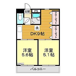 アヤラギFTビル 2DKの間取図画像