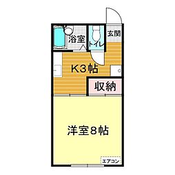 カレッジ 1Kの間取図画像