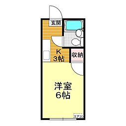 ニュープラム 1Kの間取図画像