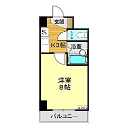 パラディアン一の宮 1Kの間取図画像