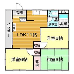 サンビレッジ川中 3LDKの間取図画像