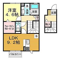 ヴィルセイン後田A 1LDKの間取図画像