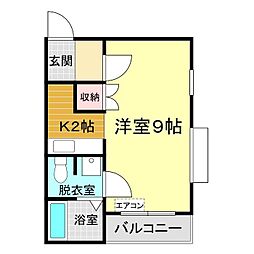 ニューライフ熊野 1Kの間取図画像