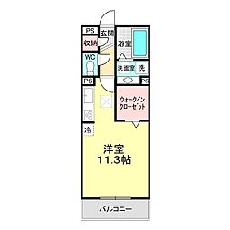 ヴィルセイン潮彩A ワンルームの間取図画像