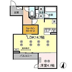 ディアライズ綾羅木本町 A棟 1LDKの間取図画像