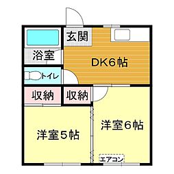 原田ビル 2DKの間取図画像