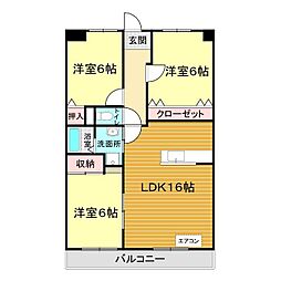 ウィンベル勝山2 3LDKの間取図画像