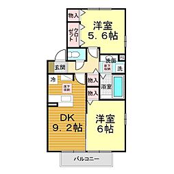 アンジュ 2DKの間取図画像