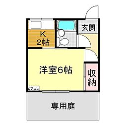 コーポアルファ 1Kの間取図画像