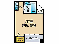 メゾンハマダ 1Kの間取図画像