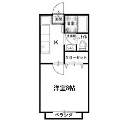 笠田ハイツ3号地 1階1Kの間取り