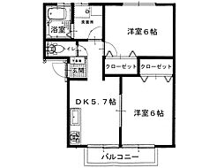 サンガーデン小岩原1号地 2階2DKの間取り
