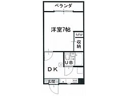 綿蒔ハイツ1 1Kの間取図画像