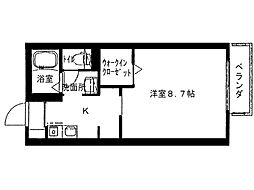吉岡道上ハイツ2 1Kの間取図画像